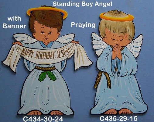 C434Standing Boy Angel with Banner (on left)