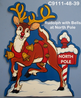 C9121Rudolph with Bells at North Pole