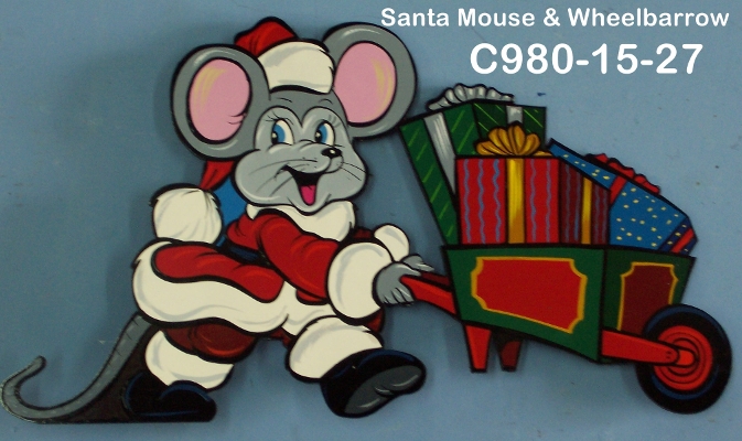 C980Santa Mouse & Wheelbarrow