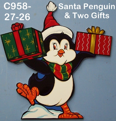 C958Santa Penguin & Two Gifts