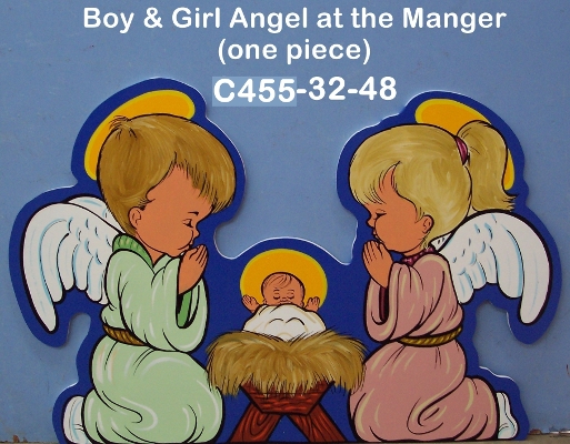 C455Boy & Girl Angel at the Manger (One Piece)