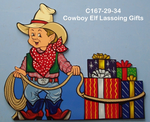 C167Cowboy Elf Lassoing Gifts
