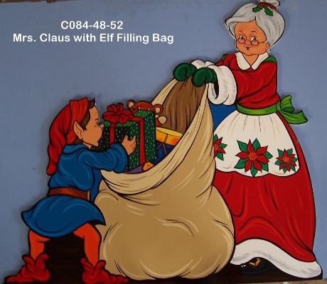 C084Mrs. Claus with Elf Filling Bag