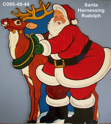C095Santa Harnessing Rudolph