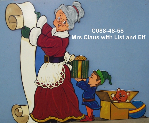 C088Mrs. Claus with List and Elf