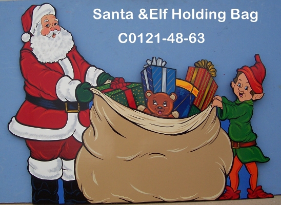 C0121Santa & Elf Holding Bag Version 1