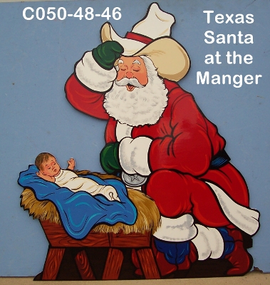 C050v2Texas Santa at the Manger (no Halo)