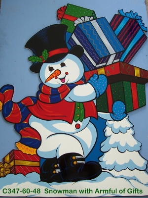 C347Snowman with Armful of Gifts