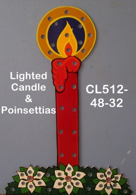 CL512Lighted Candle & Poinsettias