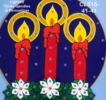 CL515Lighted Three Candles and Pointsettias