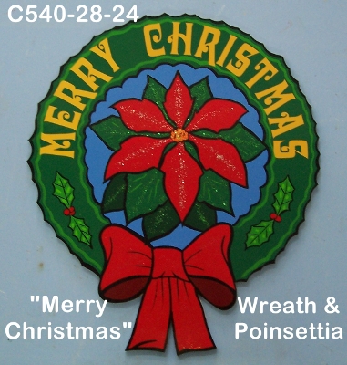 C540"Merry Christmas" Wreath & Poinsettia