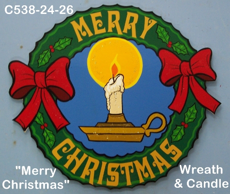 C538"Merry Christmas" Wreath & Candle