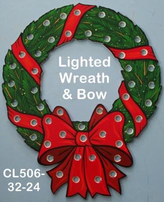 CL506Lighted Wreath & Bow