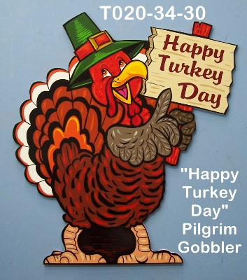 T020"Happy Turkey Day" Pilgrim Gobbler