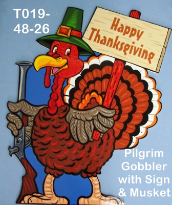 T019Pilgrim Gobbler with Sign & Musket