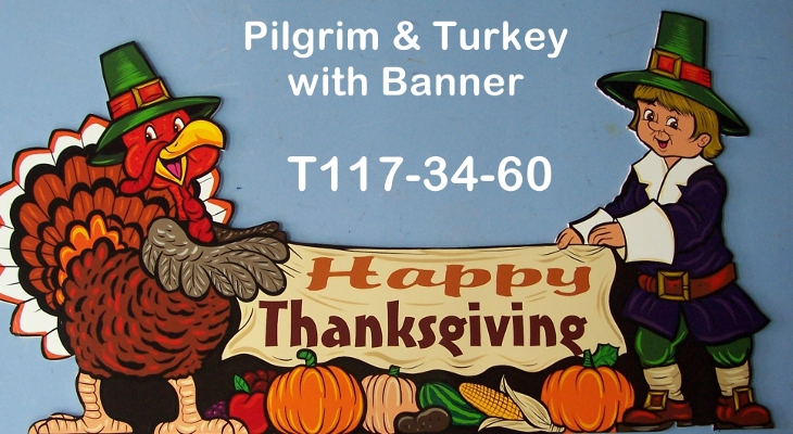 T117Turkey & Pilgrim with Banner