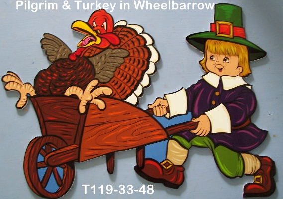 T119Pilgrim & Turkey in Wheelbarrow
