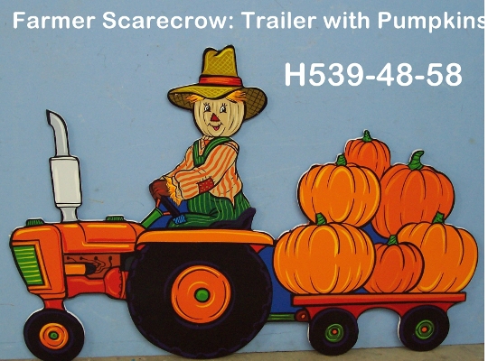 H539Farmer Scarecrow Trailer with Pumpkins
