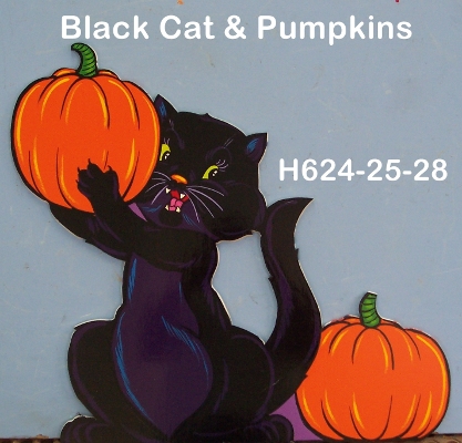 H624Black Cat & Pumpkins