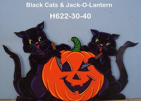 H622Black Cats & Jack-O-Lantern