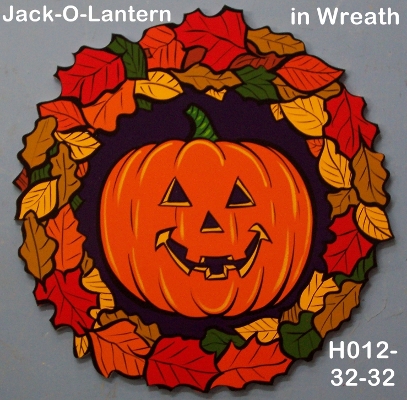 H012Jack-O-Lantern in Wreath
