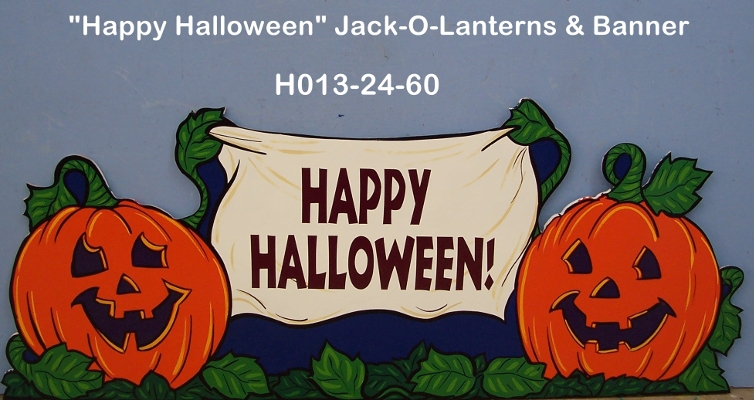H013"Happy Halloween" Jack-O-Lanterns & Banner 