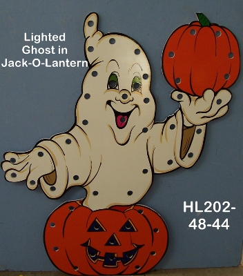 HL22Lighted Ghost in Jack-O-Lantern